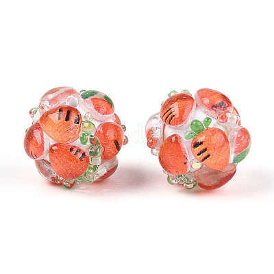 Круглые бусины из смолы в виде фруктов RESI-T059-03H-1