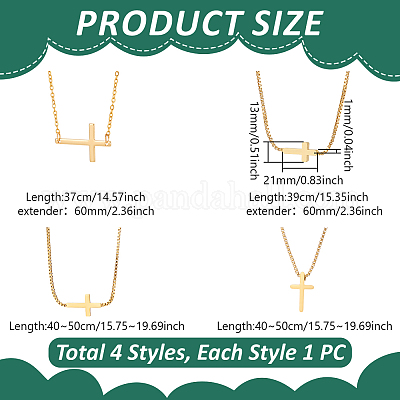 4 шт. 4 стиля латунных и 304 нержавеющих стальных цепочек с боковым перекрещиванием для женщин NJEW-UN0001-67-1