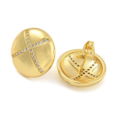 Серьги-гвоздики из латуни с микропаве из прозрачного кубического циркония EJEW-I313-10G-01-1