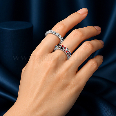 8 шт. 4 стиля стразы теннисные цепочки растягивающиеся кольца для женщин RJEW-HY0001-07A-1