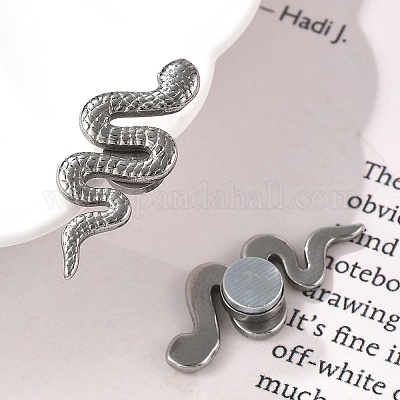 Серьги-клипсы в форме змеи из нержавеющей стали 304 EJEW-B116-03P-1