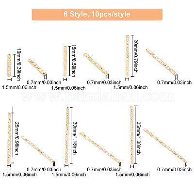 60 шт. 6-х видов гофрированных латунных трубчатых бусин KK-DC0002-51-1