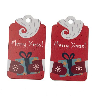 Прямоугольник рождественская тема крафт-бумага шнур дисплей карты CDIS-K003-02D-1