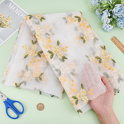 Нейлоновая ткань с цветочным узором и кружевной отделкой AJEW-WH0314-174-1