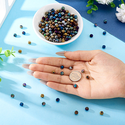 250 шт. 10 цвета гальванические натуральные бусины из вулканического камня G-PJ0001-03A-1