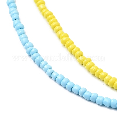 2шт 2 цвета набор ожерелья из стеклянного бисера NJEW-FZ00029-1