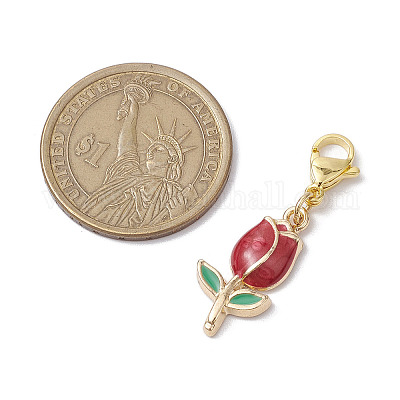 День святого Валентина подвеска из эмалевого сплава в форме розы HJEW-JM02831-02-1