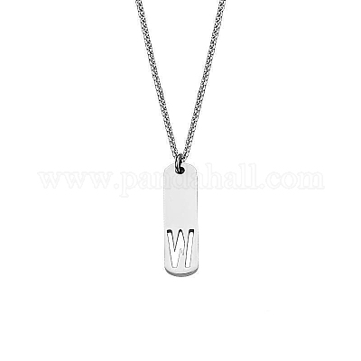 Прямоугольные ожерелья из нержавеющей стали 304 с вырезанными лазером инициалами FS-WG71FEF-03-1