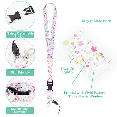 Wholesale SUNNYCLUE ID Badge Holder with Safety Lanyard 360 Retractable Badge  Reel Clip Cute Flower Name Tag Breakaway Protector Vertical Cover Case for  Work Office Nurse Student Teacher Women Men Credit Cards 