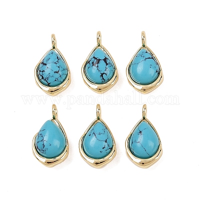 Подвески-капли из синтетической бирюзы KK-B157-33D-G-1