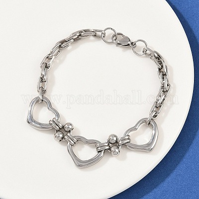 201 браслет-цепочка из нержавеющей стали для женщин BJEW-B143-14P-1