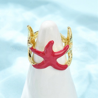 Латунные эмалевые регулируемые манжеты для женщин RJEW-G357-01A-1