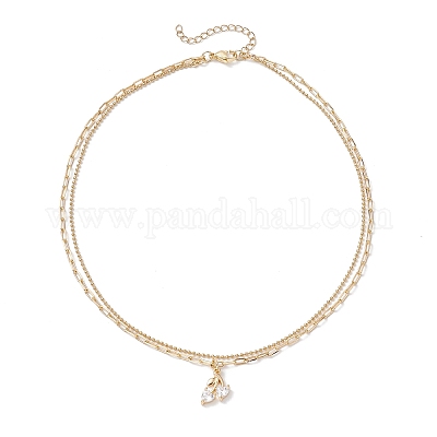 Латунные ожерелья с подвеской в виде вишни из прозрачного кубического циркония NJEW-JN05382-1