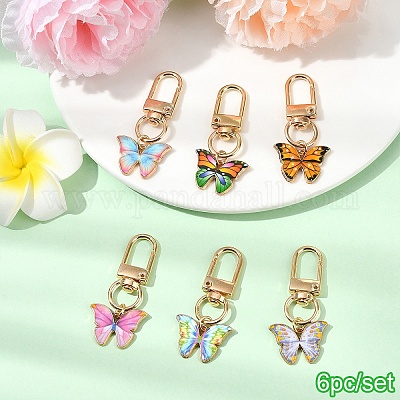 6 шт. подвеска в виде бабочки из сплава эмали&nbsp;HJEW-YW00062-02-1
