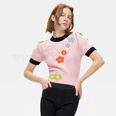 60 шт. 12 стильные цветочные формы двухцветные вязаные крючком аппликации DIY-FG0004-05-1