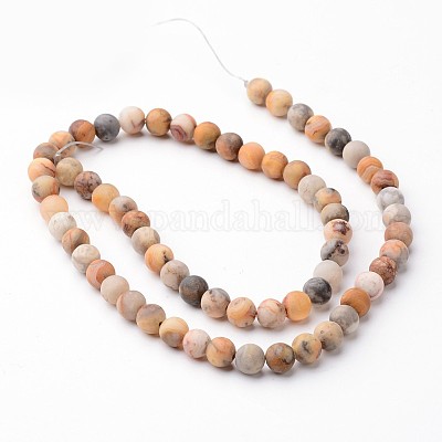 Матовые круглые пряди натуральных сумасшедших кружевных агатовых бусин G-J346-08-6mm-1