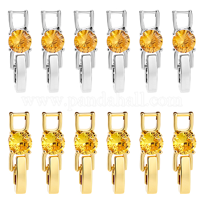 12 шт. 2-цветная застежка для часового ремешка из латуни с микропаве из кубического циркония KK-GA0002-28-1