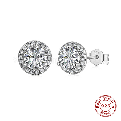 Flat cubic shop zirconia stud earrings