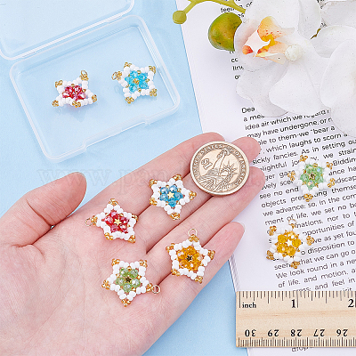 8 шт. подвески в виде звезд из двухцветного стеклянного бисера PALLOY-GO00067-1