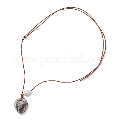 Летние пляжные ожерелья с подвесками из натурального пресноводного жемчуга и натуральных ракушек NJEW-JN05100-05-1