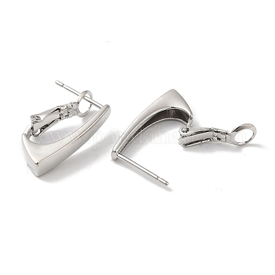 Прямоугольные латунные серьги-кольца для женщин EJEW-U008-03P-1