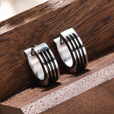 Серьги-кольца из нержавеющей стали 304 с эмалью EJEW-M001-21B-P-1