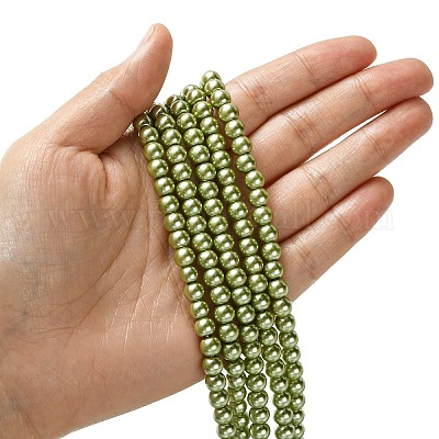 Экологичные нити жемчужных бусин из окрашенного стекла HY-A008-6mm-RB066-1