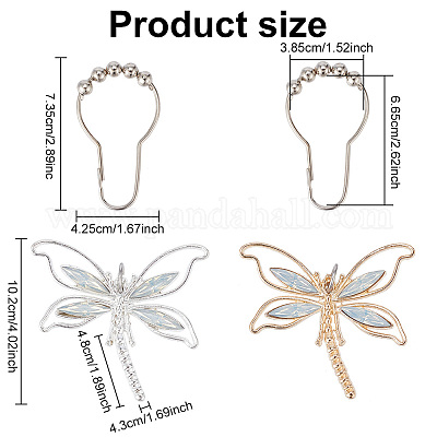 12pcs Dragonfly Flowers Shower Curtain Hooks Decorative Shower Curtain  Hanger Rings Roller, Stainless Steel Round Rust Proof Shower Rings Hangers  for Bathroom Shower Curtain Rod : : Home