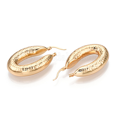 Латунные серьги обруча EJEW-H301-07G-1