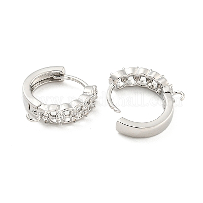 Покрытие стойки латунь микропаве фианит серьги обручи EJEW-C102-21B-P-1