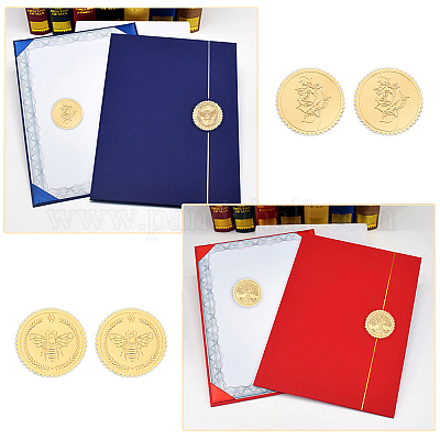 Wholesale CRASPIRE 100pcs Gold Foil Stickers Embossed Certificate Seals  Self Adhesive Stickers Medal Decoration Stickers Certification Graduation  Corporate Notary Seals Envelope (1) 