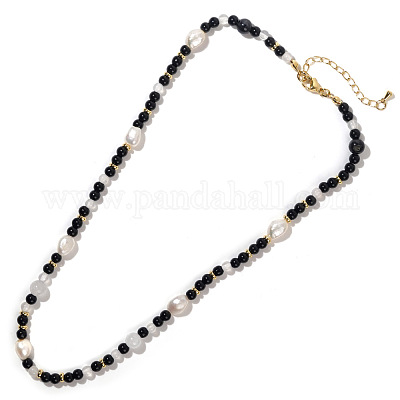 Круглые ожерелья из натурального обсидиана NN6807-1