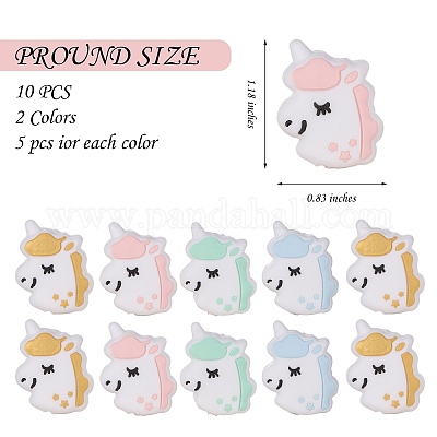 12шт 4 стиля мультяшный единорог силиконовые бусины JX694A-1