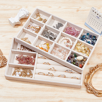 2 шт. 2-х стилевые прямоугольные бархатные лотки для украшений ODIS-DC0001-03-1