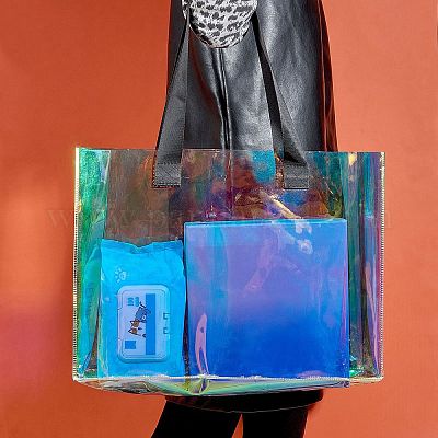 Bolsas de mano plasticas transparentes del laser del rectangulo del estilo 3pcs 3 al por mayor para bisuterias Es.Pandahall