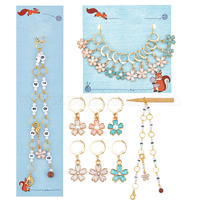 Наборы счетчиков цепочек для вязания рядов и маркеров для запирания петель HJEW-AB00488-1