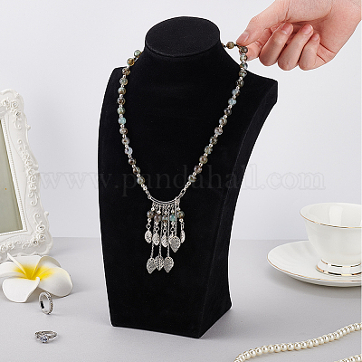 Стенды для ожерелья из ДВП и фланели ODIS-WH0061-38B-1