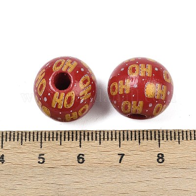 Рождественские печатные европейские бусины из дерева схима WOOD-I015-01R-1