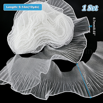 10 ярд плиссированной кружевной отделки из полиэстера OCOR-GA0001-72B-1