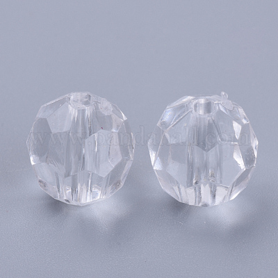透明なアクリルビーズ 多面カット ラウンド 透明 10x9.5mm 穴：1.8mmの 