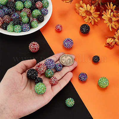 88 шт. 11 вида бусин из смоляных стразов RESI-AR0001-40-1