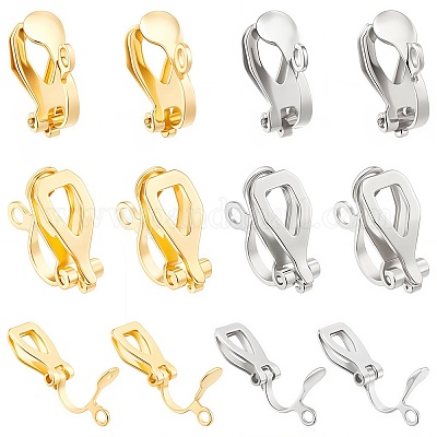 40 шт. 2-х цветная фурнитура для сережек-клипс из нержавеющей стали 304 STAS-SC0004-26-1