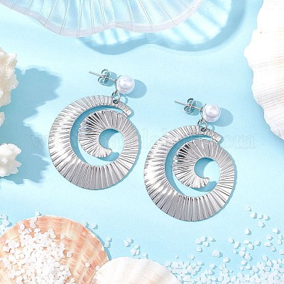 Спиральные серьги-гвоздики из нержавеющей стали 304 EJEW-JE06331-1