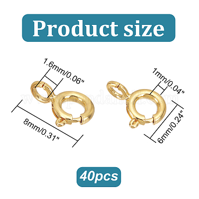 Wholesale DICOSMETIC 40Pcs Spring Ring Clasps Brass Jewelry Clasp Real 14K  Gold Plated Open Round Clasps Connectors with 1.6mm Loops for Necklace  Bracelet DIY Jewelry Making 