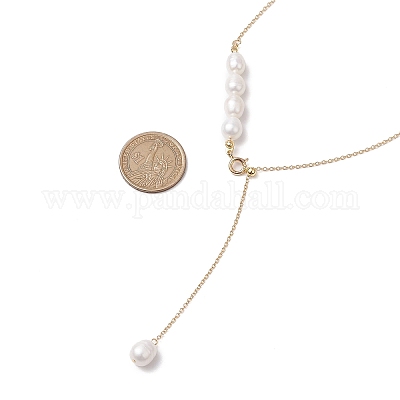 Регулируемый слайдер натуральный жемчужный бисер лариат ожерелья NJEW-TA00180-1