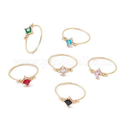 Прозрачные стеклянные кольца для пальцев RJEW-JR00870-1