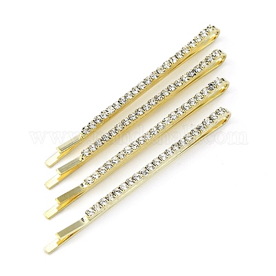 Металлические заколки для волос со стразами&nbsp;FIND-WH0152-33G-1