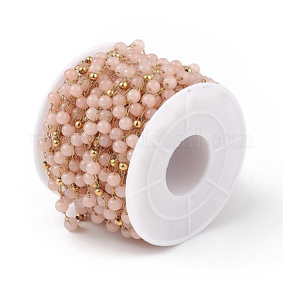 Круглая цепочка из окрашенного натурального нефрита из бисера CHS-C006-01B-1