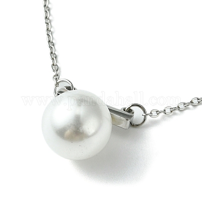 Ожерелье с подвеской из ракушечных бусин и жемчуга AJEW-Z025-04P-1