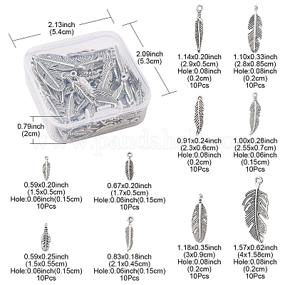 100шт 10 стильные тибетские подвески из сплава с перьями TIBEP-FS0001-07-1